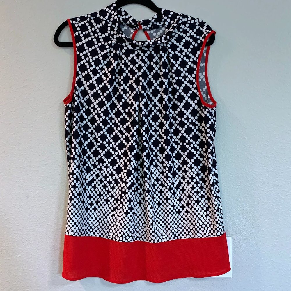 Red White and Blue stretchy sleeveless high neck tunic XL.